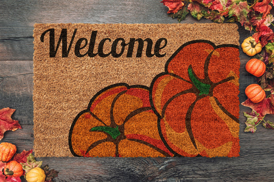 Fall Welcome Pumpkin, Coir Door Mat, Welcome Mat, Front Door Mat, Outdoor Pumpkin Mats, Funny Doormat, Fall Welcome Mats, Coir Mats