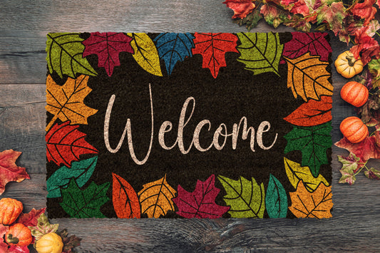 Fall Welcome Leaves, Coir Door Mat, Welcome Mat, Front Door Leaves Mat, Outdoor Mats, Funny Leaves Doormat, Fall Welcome Mats, Coir Mats