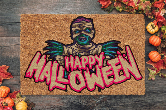 Halloween Happy Halloween Terror Mat, Coir Door Mat, Welcome Mat, Front Door Mat, Outdoor Mats, Funny Doormat, Fall Welcome Mats, Coir Mats
