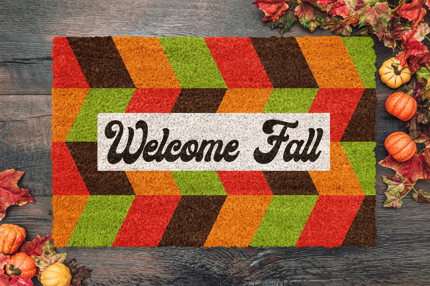 Welcome Fall, Coir Door Mat, Welcome Fall Happy Harvest Plaid Mat, Front Door Mat, Outdoor Mats, Funny Doormat, Fall Welcome Mat, Coir Mats