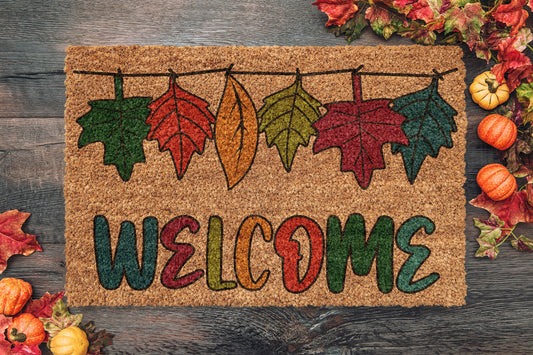 Fall Welcome Leaves Mat, Coir Door Mat, Welcome Leaves Mat, Front Door Mat, Outdoor Mats, Funny Doormat, Fall Welcome Mats, Coir Mats