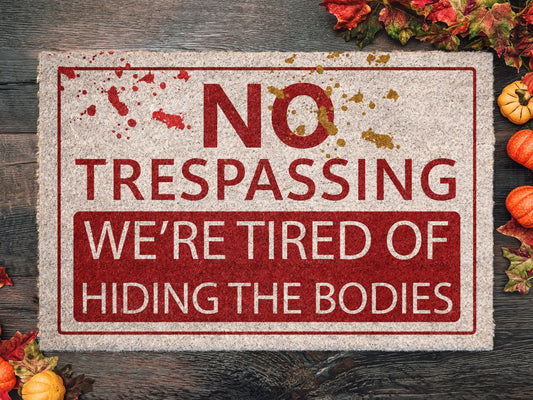Halloween No Trespassing Coir Door Mat, Welcome Halloween Mat, Front Door Mat, Outdoor Mats, Funny Doormat, Halloween Decor Mat