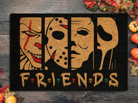 Best Friends Halloween Coir Door Mat, Welcome Horror Characters Halloween Front Door Mat, Outdoor Mats Funny Doormat, Halloween Decor Mat