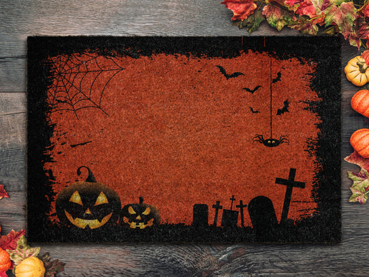 Halloween Bloody Night Coir Door Mat, Welcome Halloween Front Door Mat, Outdoor Mats Funny Doormat, Halloween Decor Mat