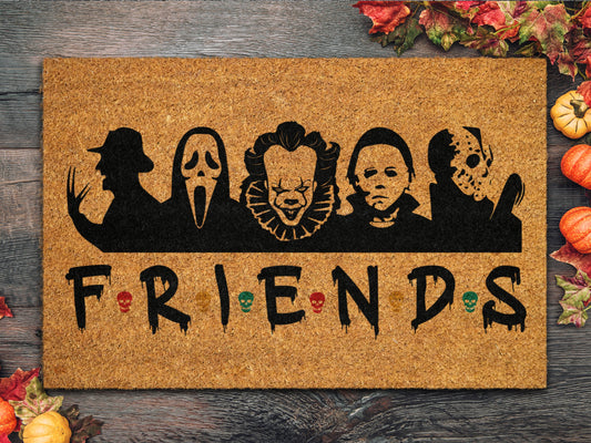 Best Friends Halloween Team Coir Door Mat, Welcome Horror Characters Halloween Door Mat, Outdoor Mats Funny Doormat, Halloween Decor Mat