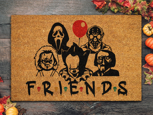 Best Friends Team Forever Coir Door Mat, Welcome Horror Characters Halloween Door Mat, Outdoor Mats Funny Doormat, Halloween Decor Mat