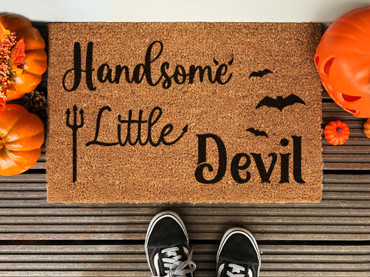 Halloween Little Devil Doormat, Coir Door Mat, Welcome Mat, Front Door Mat, Outdoor Mats, Funny Doormat, Fall Welcome Mats, Halloween Mats