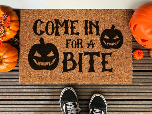 Halloween Doormat Come in For a Bite , Coir Door Mat, Welcome Witches Mat, Front Door Mat, Outdoor Mats, Funny Doormat, Fall Welcome Mats