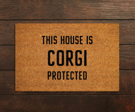 Corgi Coir Door Mat, Funny Dogs Door Mat, Funny This House Corgi Protected Doormat, Welcome Mats, Coir Mats