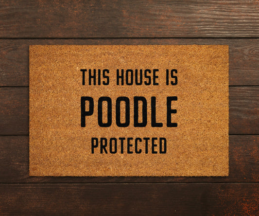 Poodle Coir Door Mat, Funny Dogs Door Mat, Funny This House Poodle Protected Doormat, Welcome Mats, Coir Mats