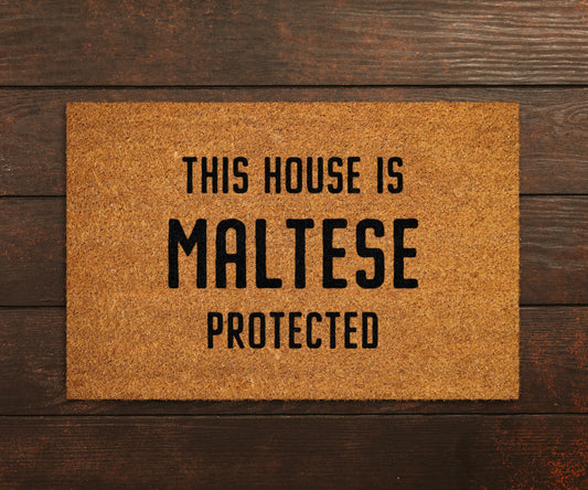 Maltese Coir Door Mat, Funny Dogs Door Mat, Funny This House Maltese Protected Doormat, Welcome Mats, Coir Mats