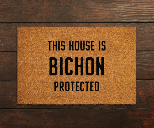 Bichon Coir Door Mat, Funny Dogs Door Mat, Funny This House Bichon Protected Doormat, Welcome Mats, Coir Mats