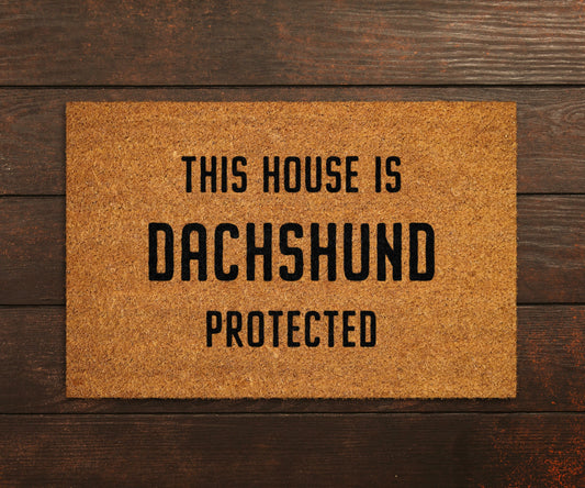 Dachshund Coir Door Mat, Funny Dogs Door Mat, Funny This House Dachshund Protected Doormat, Welcome Mats, Coir Mats