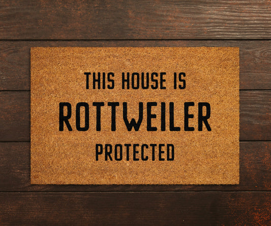 Rottweiler Coir Door Mat, Funny Dogs Door Mat, Funny This House Rottweiler Protected Doormat, Welcome Mats, Coir Mats