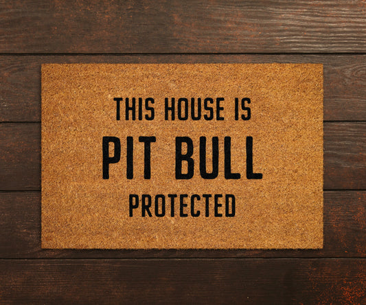 Pit Bull Coir Door Mat, Funny Dogs Door Mat, Funny This House Pitbull Protected Doormat, Welcome Mats, Coir Mats