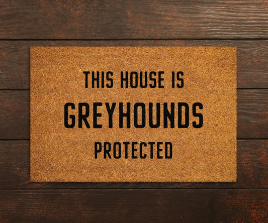 Greyhounds Coir Door Mat, Funny Dogs Door Mat, Funny This House Greyhounds Protected Doormat, Welcome Mats, Coir Mats