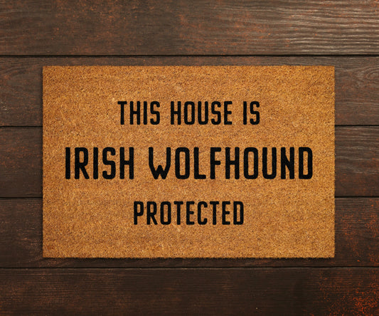Irish Wolfhound Coir Door Mat, Funny Dogs Door Mat, Funny This House Irish Wolfhound Protected Doormat, Welcome Mats, Coir Mats