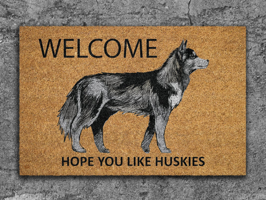 Huskies Door Mat, Welcome Huskies Door Mat Door Mats, Hope You Like Huskies Door Mat Coir Door Mats, Huskies Door Mat Outdoor Coir Mat