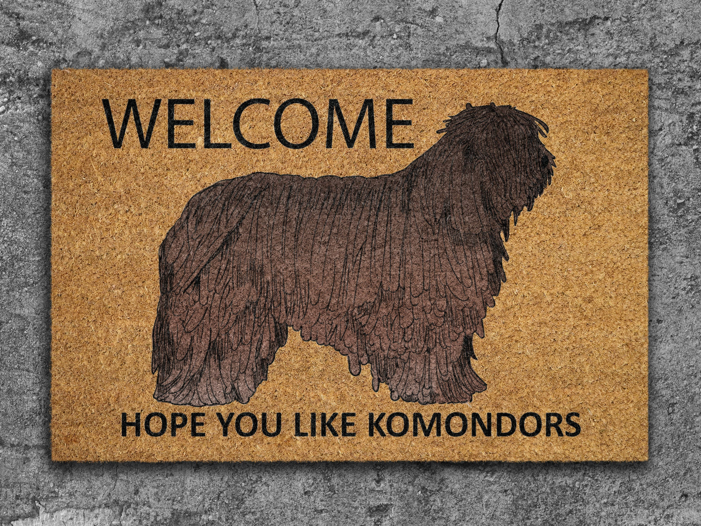 Komondors Door Mat, Welcome Komondor Door Mats, Hope You Like Komondors Coir Door Mats, Komondor Outdoor Coir Mat