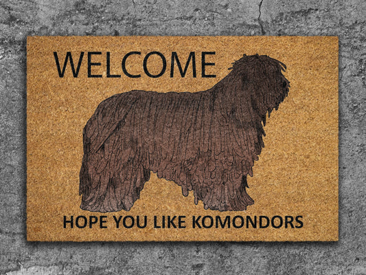 Komondors Door Mat, Welcome Komondor Door Mats, Hope You Like Komondors Coir Door Mats, Komondor Outdoor Coir Mat