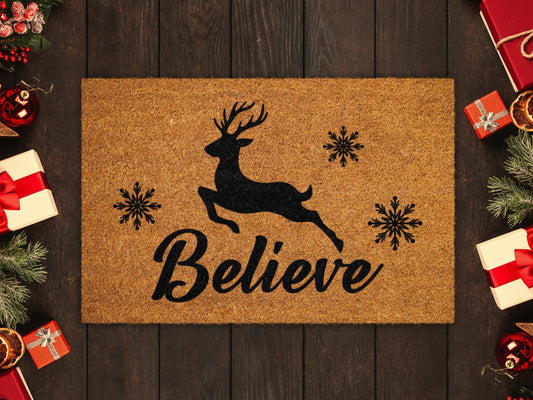 Christmas Doormat, Coir Door Mat, Christmas Believe Door Mat, Front Door Mat, Outdoor Mats, Funny Doormat, Fall Welcome Mats, Coir Mats