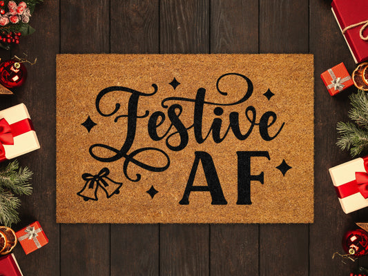 Christmas Festive AF Doormat, Festive Welcome Coir Door Mat, Front Door Mat, Funny Doormat, Welcome Mats, Christmas Coir Mats