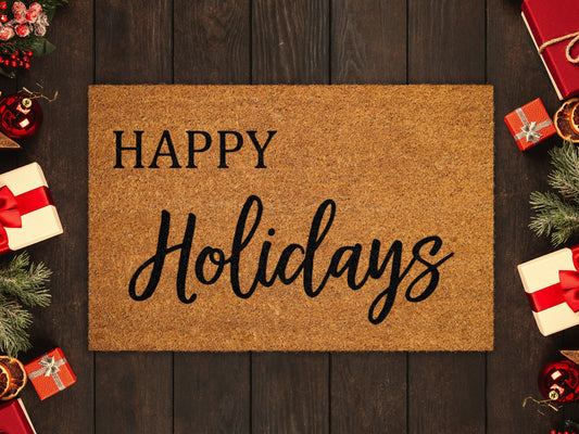 Happy Holidays Doormats, Christmas Coir Door Mat, Front Door Mat, Funny Doormat, Welcome Mats, Coir Mats