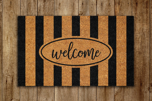 Cabana Welcome Door Mat, Cabana Stripe Welcome Coir Door Mats, Funny Doormat, Welcome Outdoor Mats