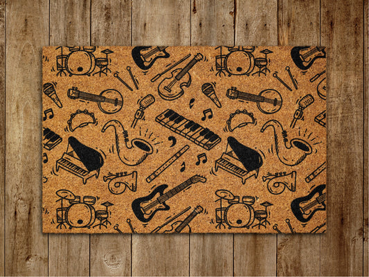 Music Instruments Door Mat, Spring Door Mats, Funny Doormat, Welcome Mats
