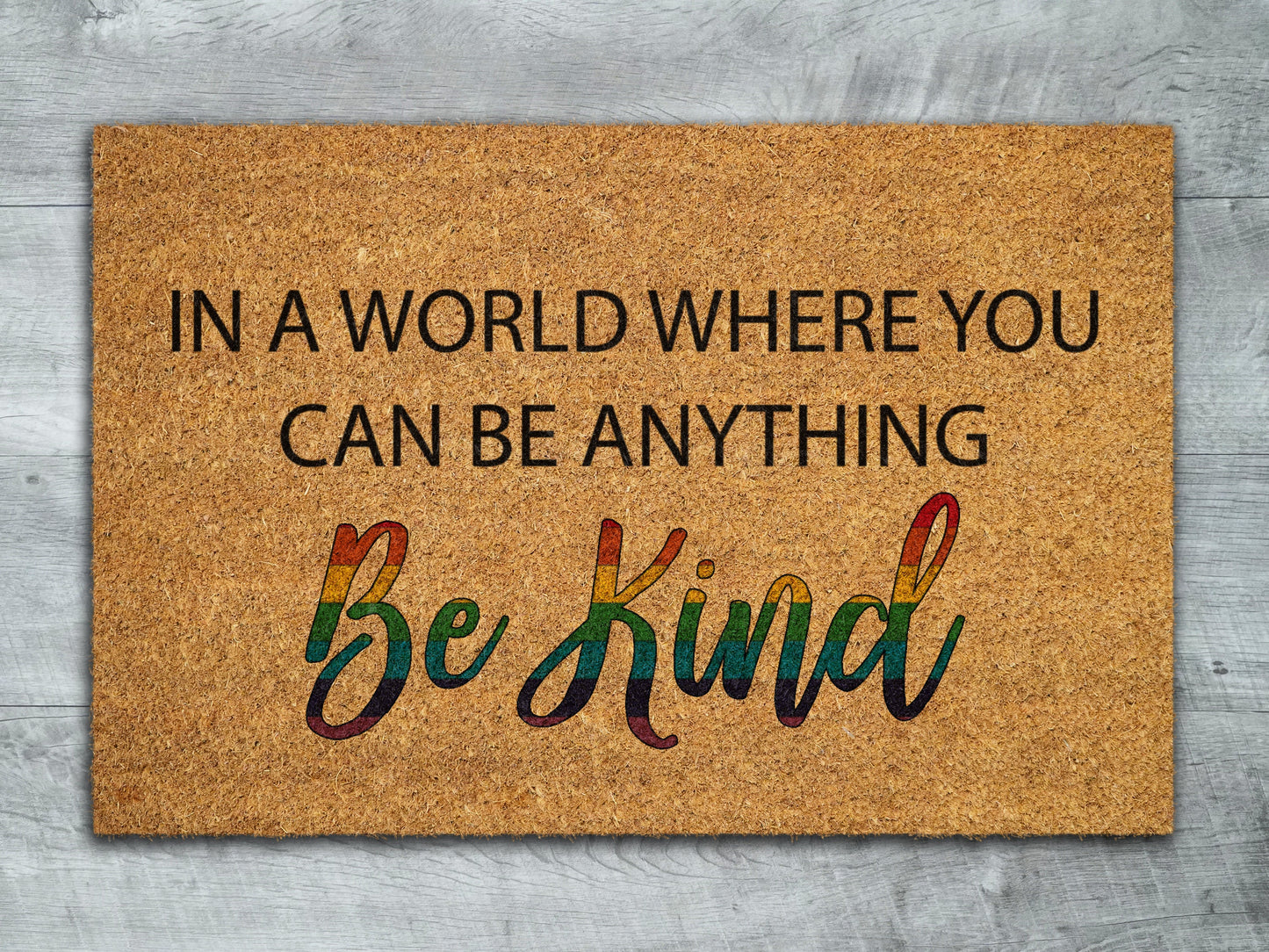 Be Kind Rainbow Door Mat, Rainbow Welcome Coir Door Mats, Funny Doormat, Welcome Outdoor Mat