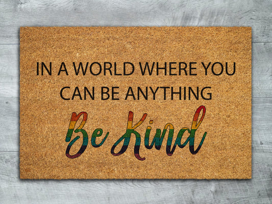 Be Kind Rainbow Door Mat, Rainbow Welcome Coir Door Mats, Funny Doormat, Welcome Outdoor Mat