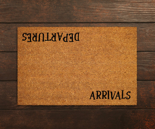 Departures and Arrivals Coir Doormat, Departures Door Mat, Departures Doormats, Arrivals Welcome Mat, Funny Doormat, Welcome Mats