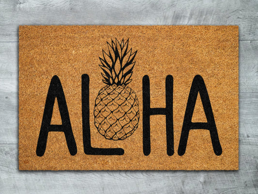 Aloha Pineapple Sumer Doormat, Aloha Welcome Doormats, Aloha Doormats, Aloha Mats, Welcome Aloha Funny Door Mats