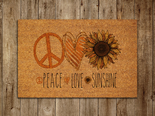 Peace Love Sunshine Door Mat, Spring Door Mats, Farmhouse Doormat, Love Spring Doormats, Funny Doormat, Welcome Mats