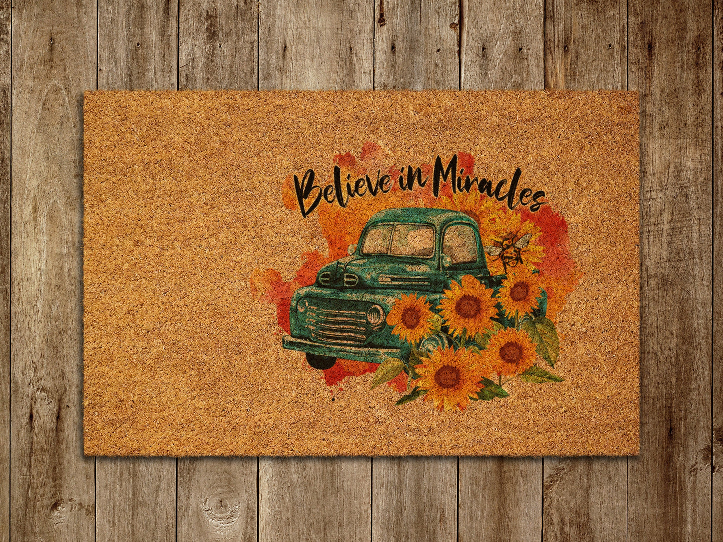 Believe in Miracles Door Mat, Believe in Miracles Spring Door Mats, Farmhouse Doormat, Bee Doormats, Funny Doormat, Welcome Mats
