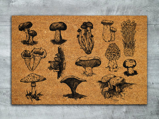All Kind of Mushroom Door Mats, Mushrooms Welcome Coir Door Mats, Mushroom Funny Doormat, Welcome Outdoor Coir Mat