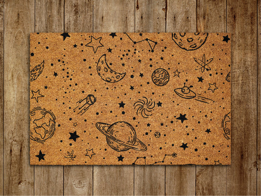 Space to Earth Door Mat, Space Pattern Welcome Coir Door Mats, Funny Doormat, Welcome Outdoor Mat