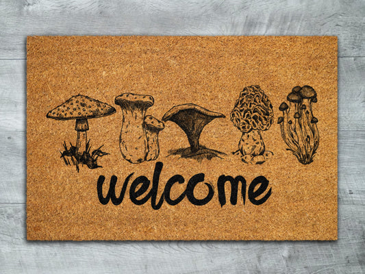 Mushroom Welcome Door Mats, Mushrooms Coir Door Mats, Mushroom Welcome Funny Doormat, Mushroom Outdoor Coir Mat