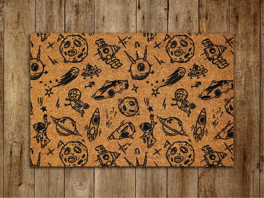 Space Door Mat, Space Ship Welcome Coir Door Mats, Funny Doormat, Welcome Outdoor Mat