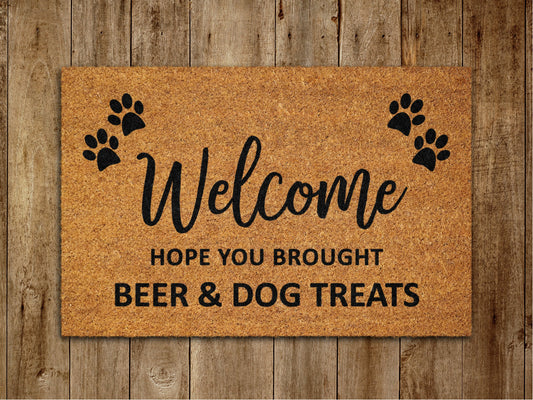 Beer and Dog Treats Mat, Beer Door Mats, Funny Doormat, Welcome Mats