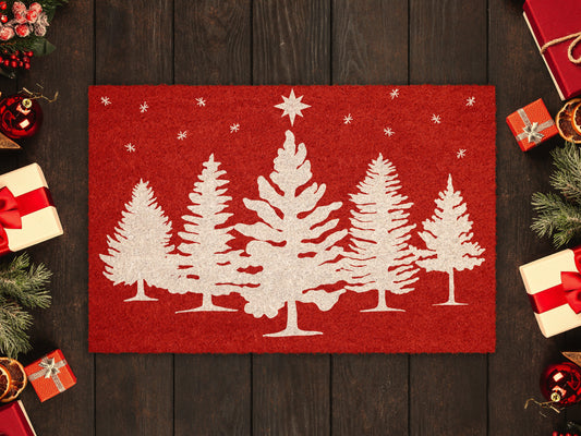 Christmas Pine Tree, Christmas Snow Coir Door Mat, Front Door Mat, Outdoor Mats, Funny Doormat, Welcome Mats, Coir Mats