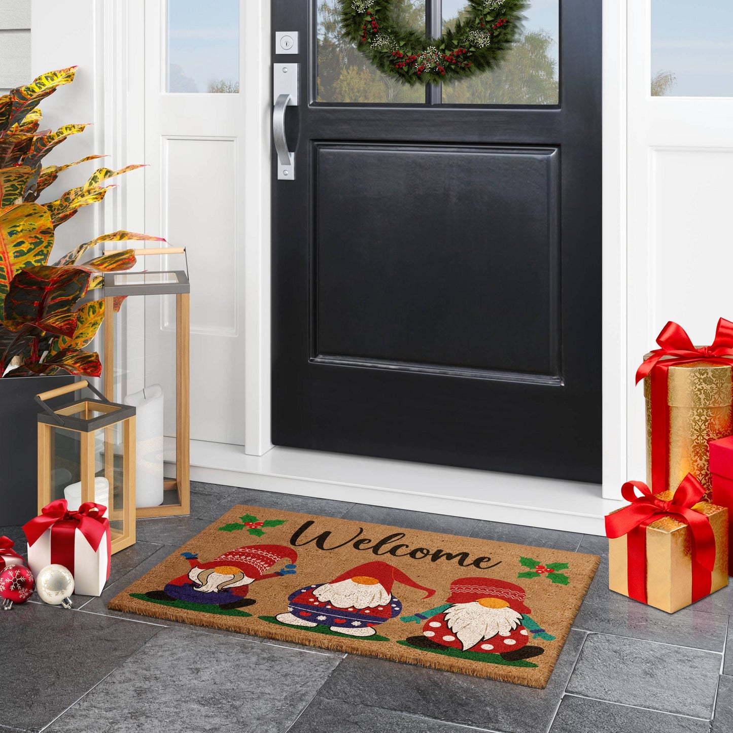 Christmas Welcome Gnomes, Christmas Snow Coir Door Mat, Front Door Mat, Outdoor Mats, Funny Doormat, Welcome Mats, Coir Mats
