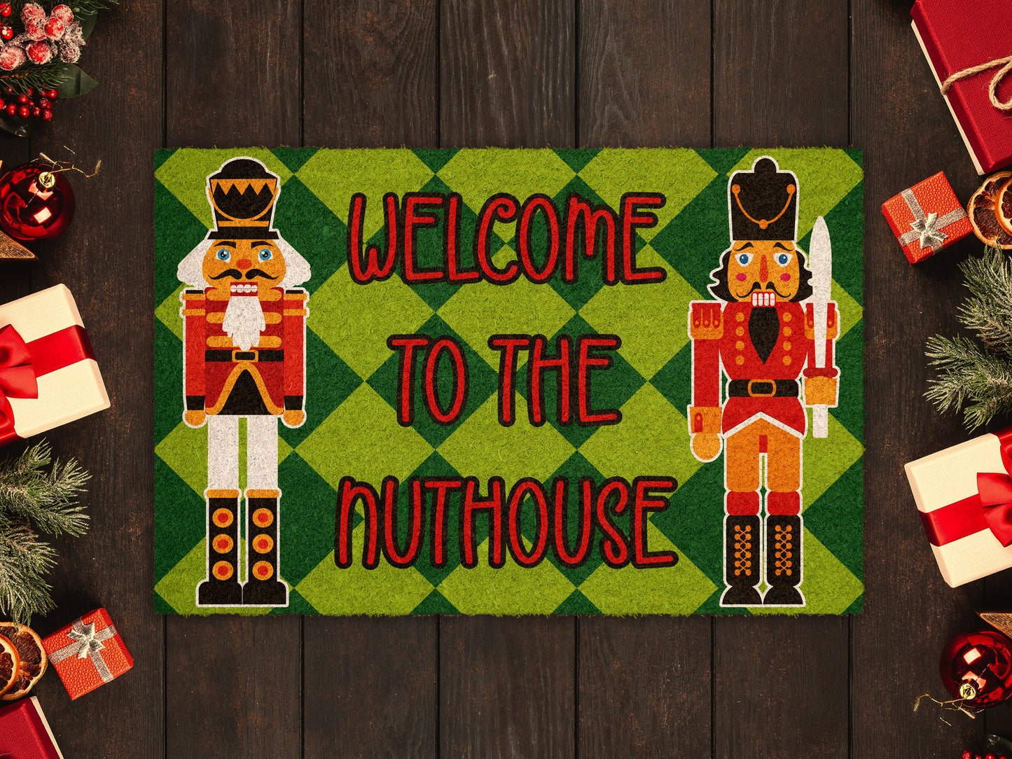 Welcome To The Nuthouse, Christmas Snow Coir Door Mat, Front Door Mat, Outdoor Mats, Funny Doormat, Welcome Mats, Coir Mats