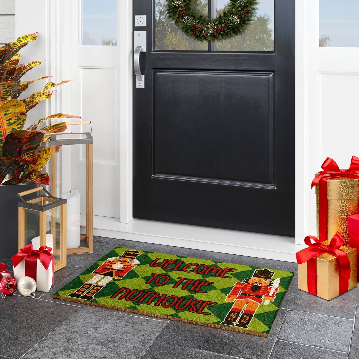 Welcome To The Nuthouse, Christmas Snow Coir Door Mat, Front Door Mat, Outdoor Mats, Funny Doormat, Welcome Mats, Coir Mats