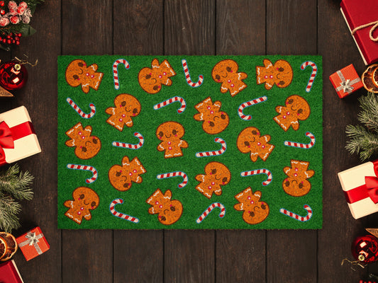 Gingerbreads and Peppermints, Christmas Snow Coir Door Mat, Front Door Mat, Outdoor Mats, Funny Doormat, Welcome Mats, Coir Mats