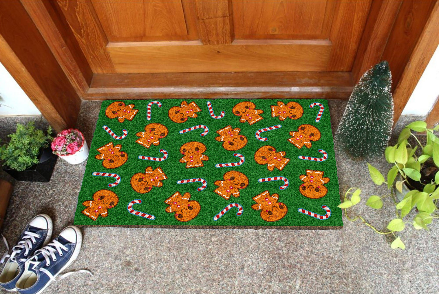 Gingerbreads and Peppermints, Christmas Snow Coir Door Mat, Front Door Mat, Outdoor Mats, Funny Doormat, Welcome Mats, Coir Mats