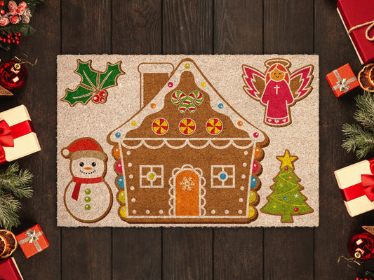 Christmas Gingerbreads, Christmas Snow Coir Door Mat, Front Door Mat, Outdoor Mats, Funny Doormat, Welcome Mats, Coir Mats