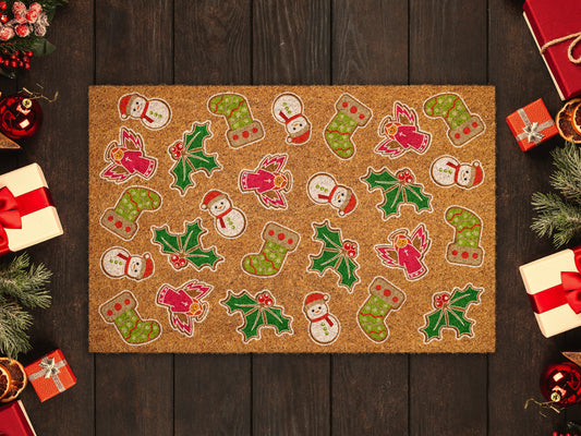 Christmas Gingerbreads, Christmas Snow Coir Door Mat, Gingerbreads Front Door Mat, Outdoor Mats, Funny Doormat, Welcome Mats, Coir Mats