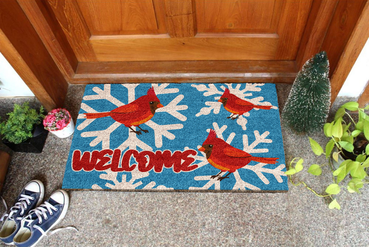 Christmas Welcome Cardinals, Christmas Snow Coir Door Mat, Christmas Front Door Mat, Outdoor Mats, Funny Doormat, Welcome Mats, Coir Mats