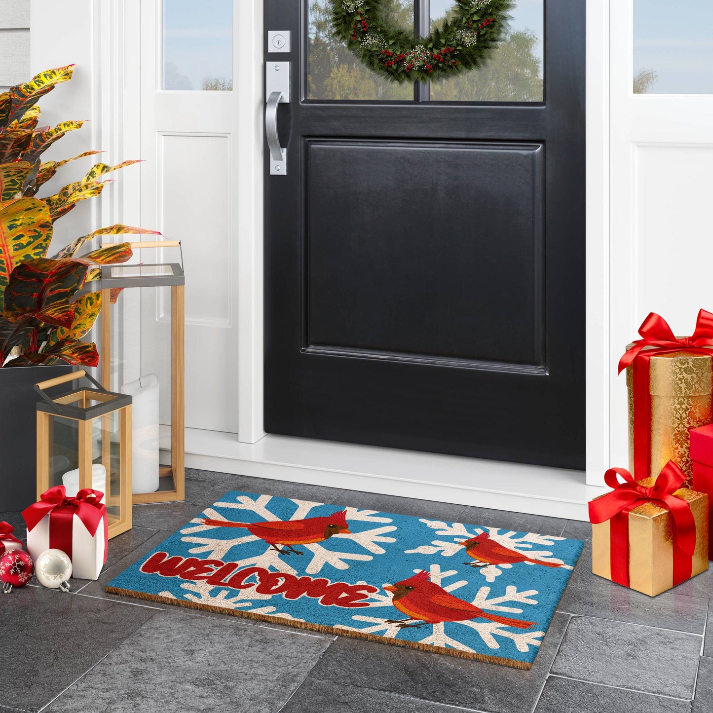Christmas Welcome Cardinals, Christmas Snow Coir Door Mat, Christmas Front Door Mat, Outdoor Mats, Funny Doormat, Welcome Mats, Coir Mats